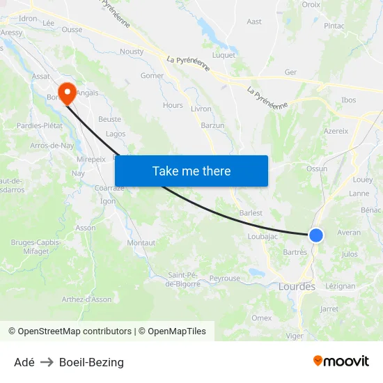 Adé to Boeil-Bezing map