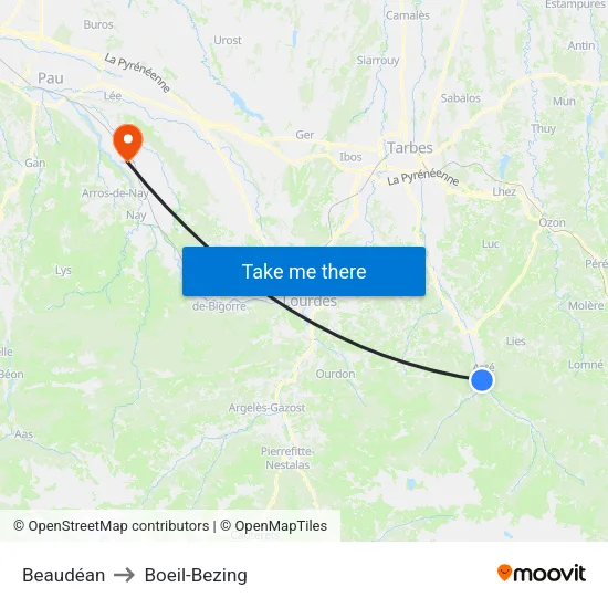 Beaudéan to Boeil-Bezing map