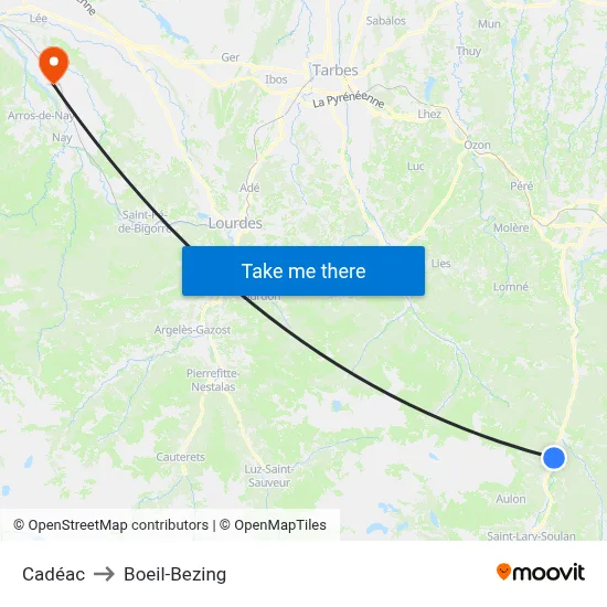 Cadéac to Boeil-Bezing map