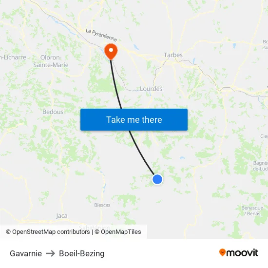 Gavarnie to Boeil-Bezing map