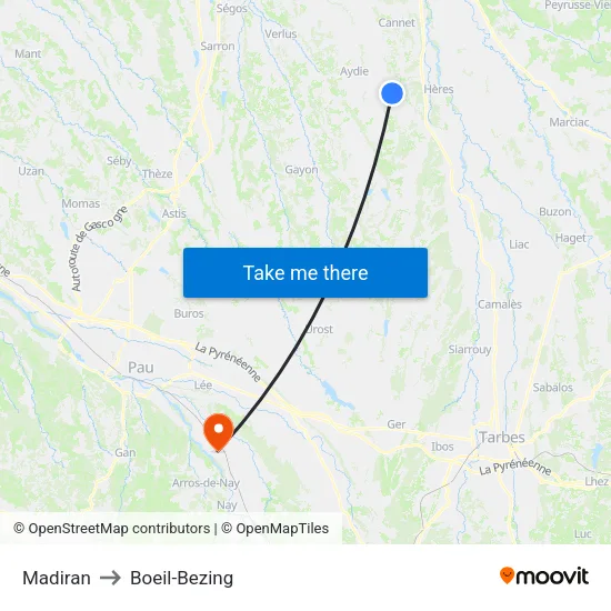 Madiran to Boeil-Bezing map