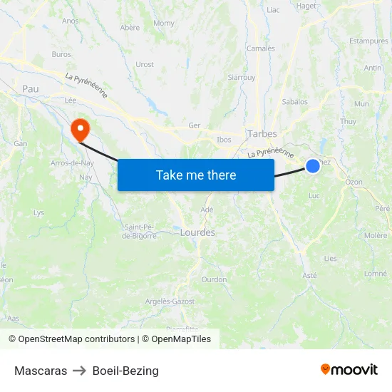 Mascaras to Boeil-Bezing map