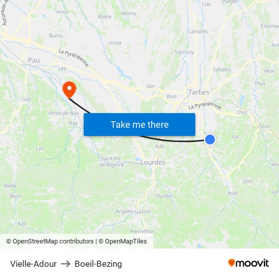 Vielle-Adour to Boeil-Bezing map