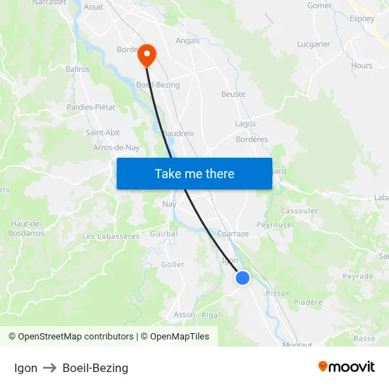 Igon to Boeil-Bezing map