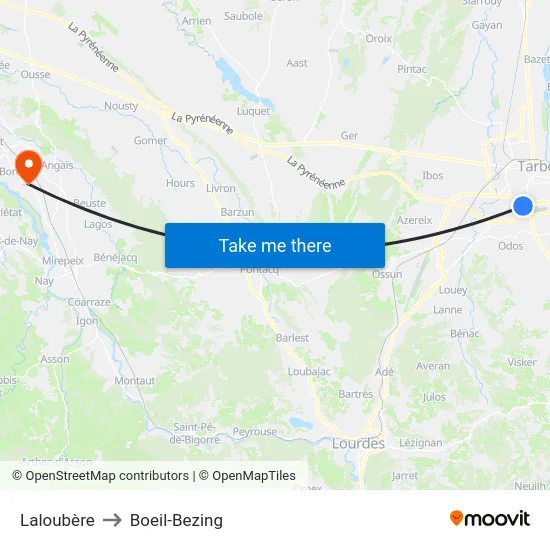 Laloubère to Boeil-Bezing map