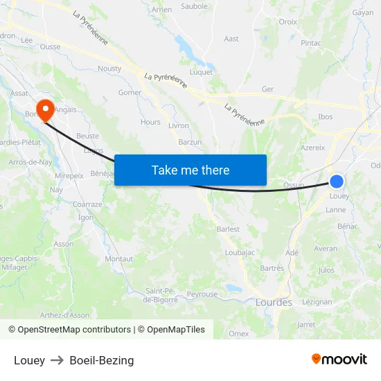 Louey to Boeil-Bezing map