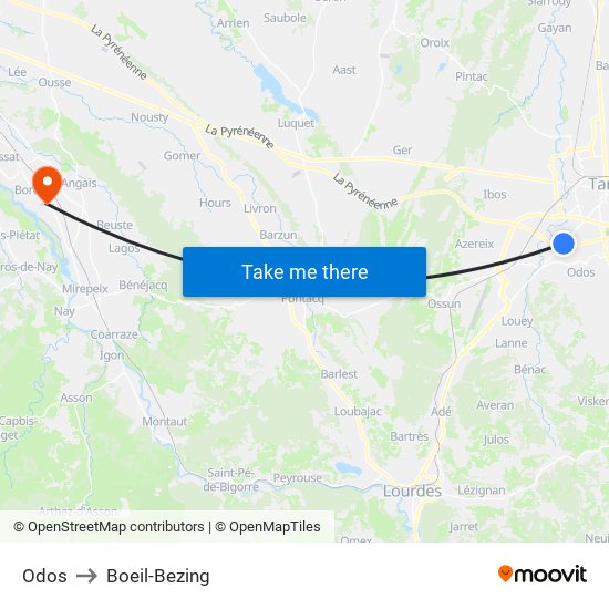 Odos to Boeil-Bezing map