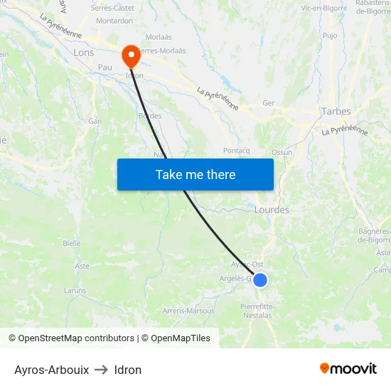 Ayros-Arbouix to Idron map
