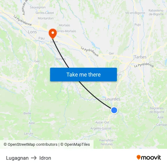 Lugagnan to Idron map