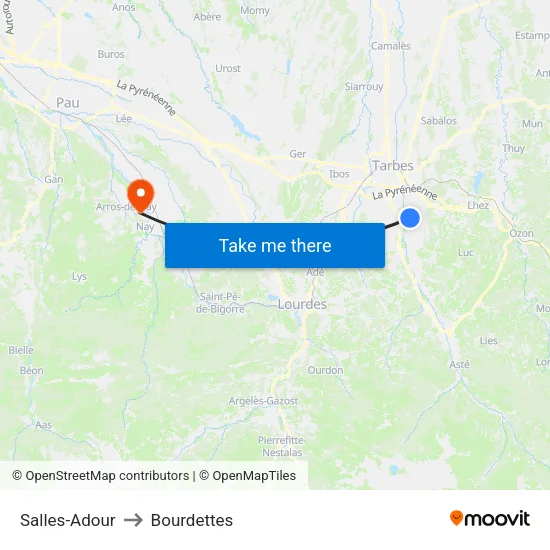 Salles-Adour to Bourdettes map