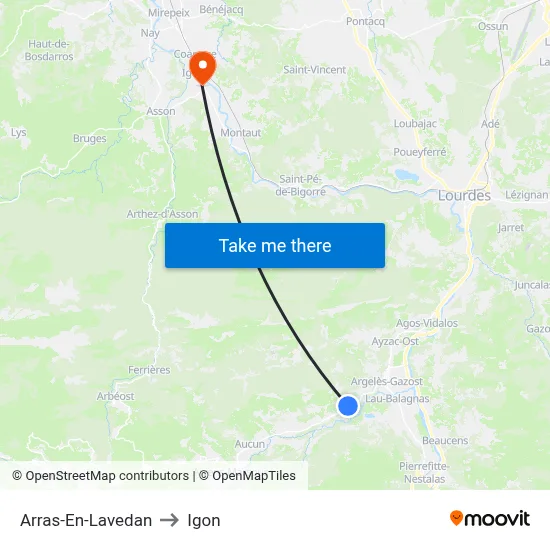Arras-En-Lavedan to Igon map