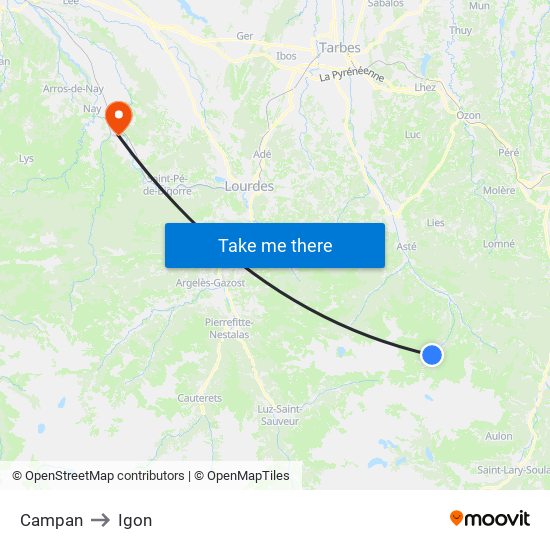 Campan to Igon map