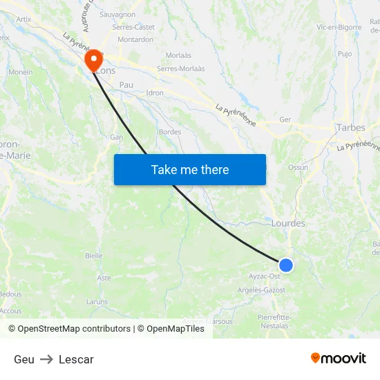 Geu to Lescar map