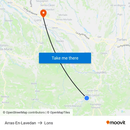 Arras-En-Lavedan to Lons map