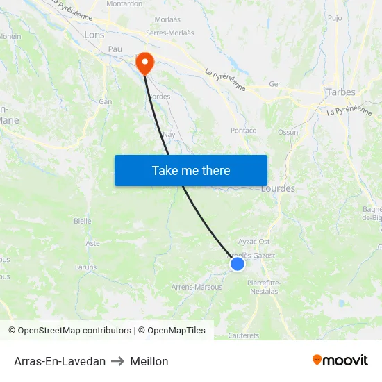 Arras-En-Lavedan to Meillon map