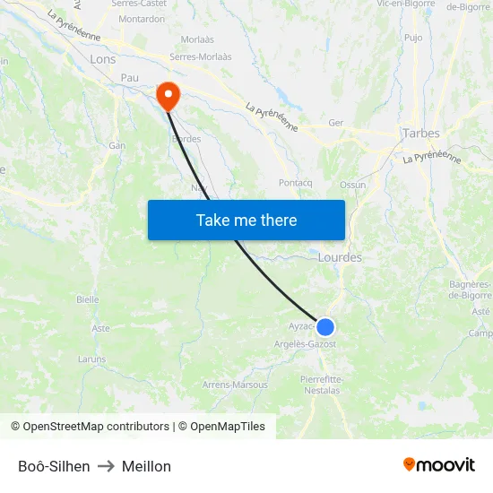 Boô-Silhen to Meillon map