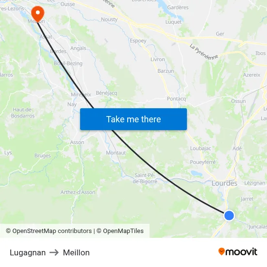 Lugagnan to Meillon map