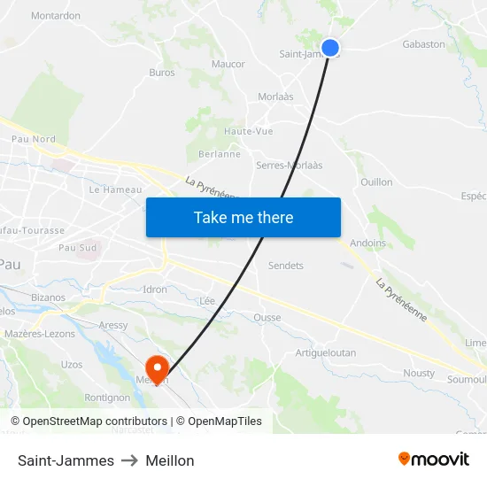 Saint-Jammes to Meillon map