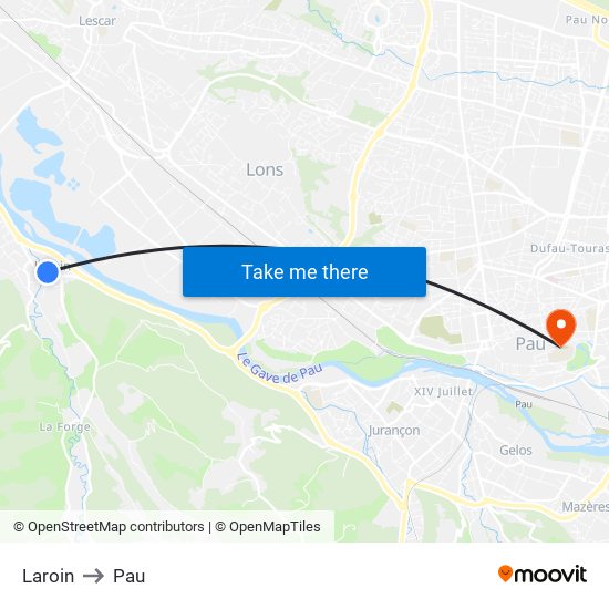 Laroin to Pau map