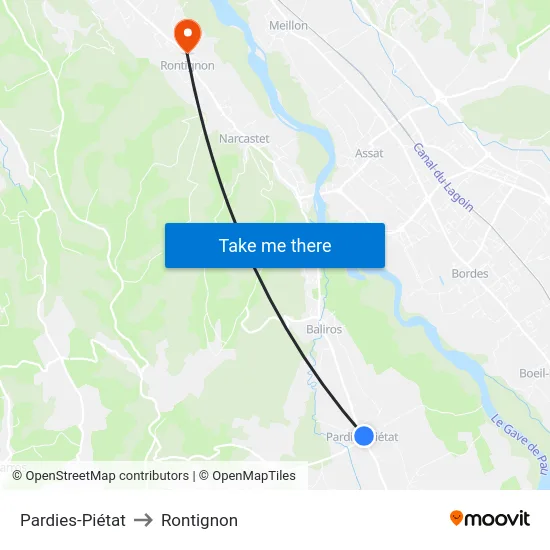 Pardies-Piétat to Rontignon map