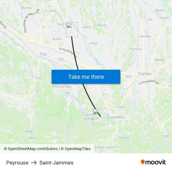 Peyrouse to Saint-Jammes map