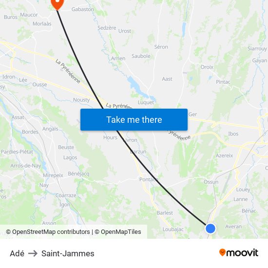 Adé to Saint-Jammes map