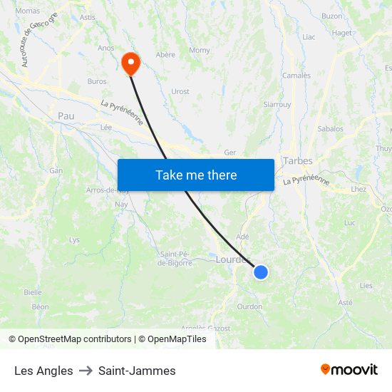 Les Angles to Saint-Jammes map