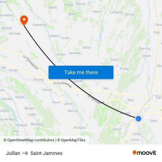 Juillan to Saint-Jammes map