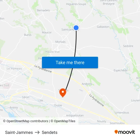Saint-Jammes to Sendets map