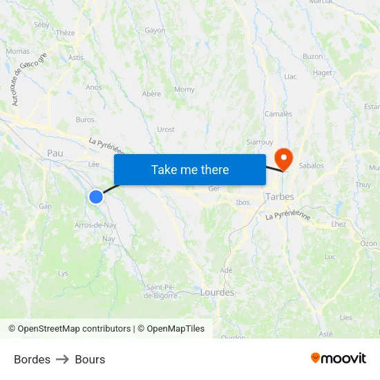 Bordes to Bours map