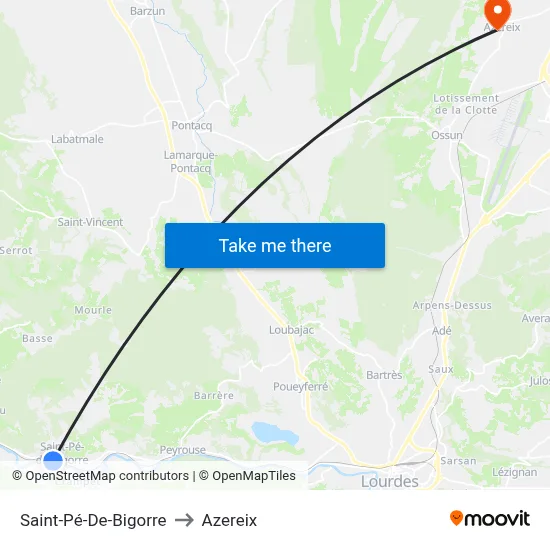 Saint-Pé-De-Bigorre to Azereix map