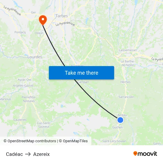Cadéac to Azereix map