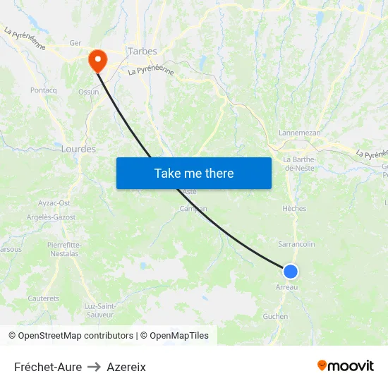 Fréchet-Aure to Azereix map