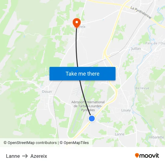 Lanne to Azereix map