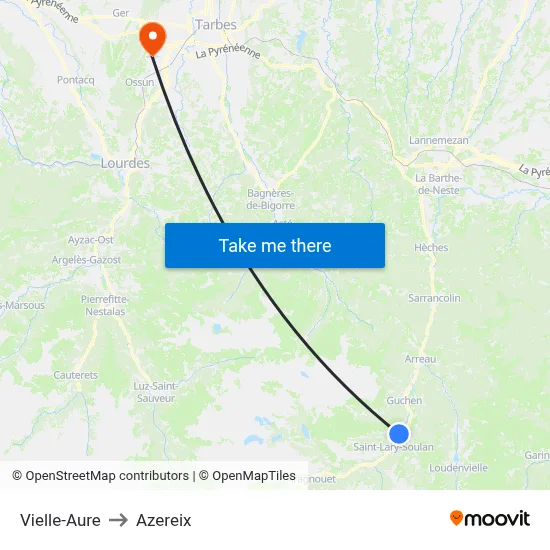 Vielle-Aure to Azereix map