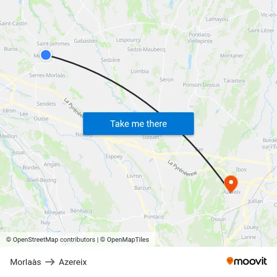 Morlaàs to Azereix map
