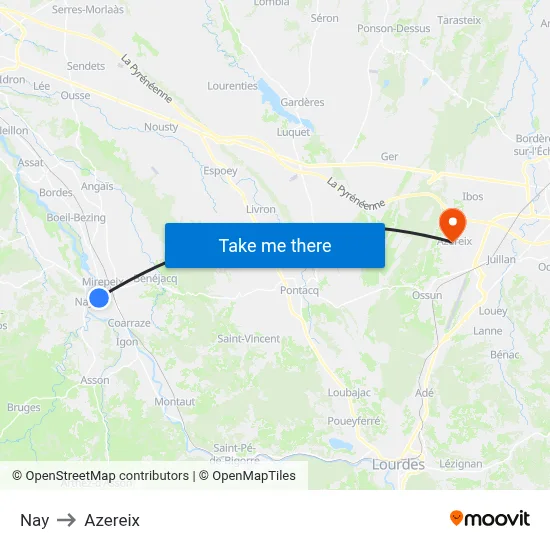Nay to Azereix map
