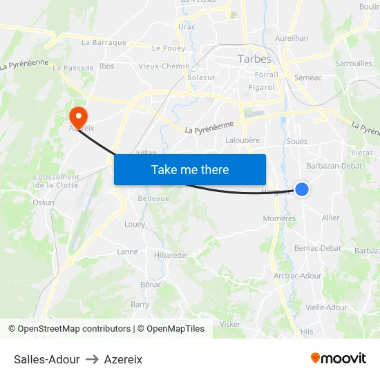Salles-Adour to Azereix map