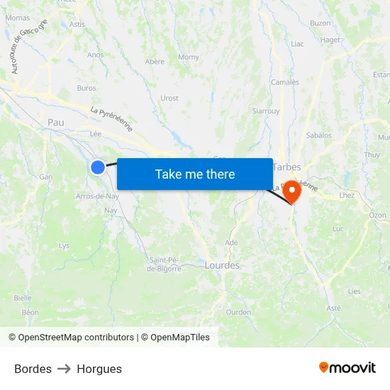 Bordes to Horgues map