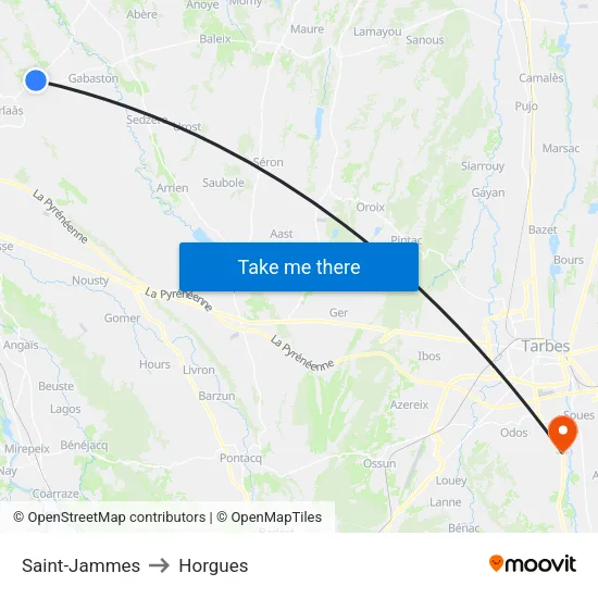 Saint-Jammes to Horgues map