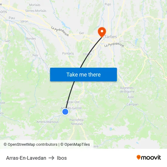 Arras-En-Lavedan to Ibos map