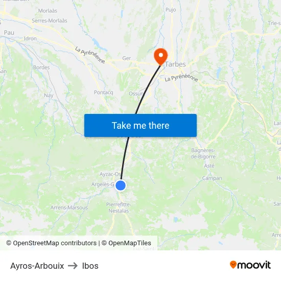 Ayros-Arbouix to Ibos map