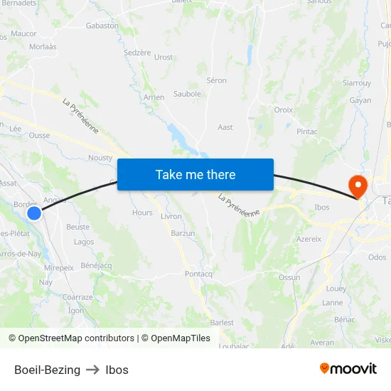 Boeil-Bezing to Ibos map