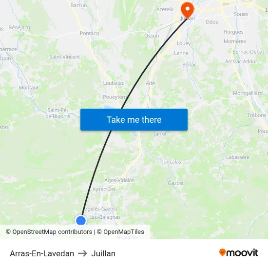 Arras-En-Lavedan to Juillan map