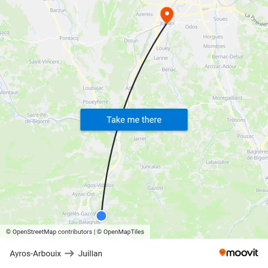 Ayros-Arbouix to Juillan map