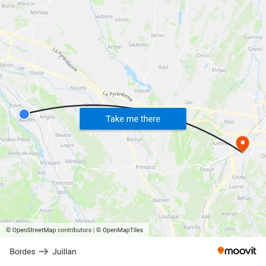 Bordes to Juillan map