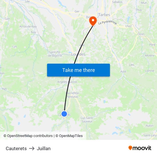 Cauterets to Juillan map