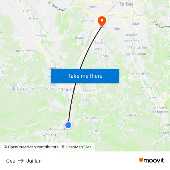 Geu to Juillan map