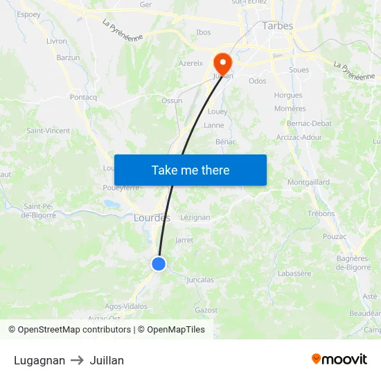Lugagnan to Juillan map