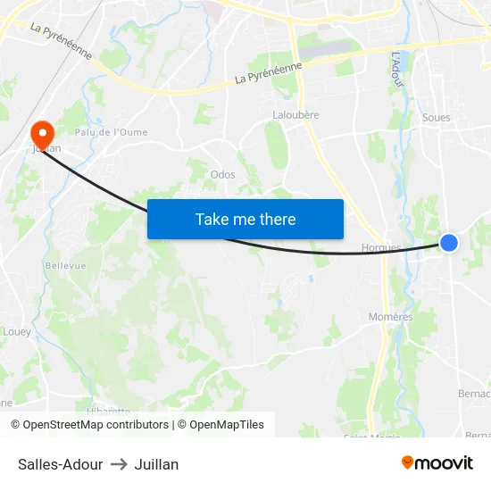 Salles-Adour to Juillan map